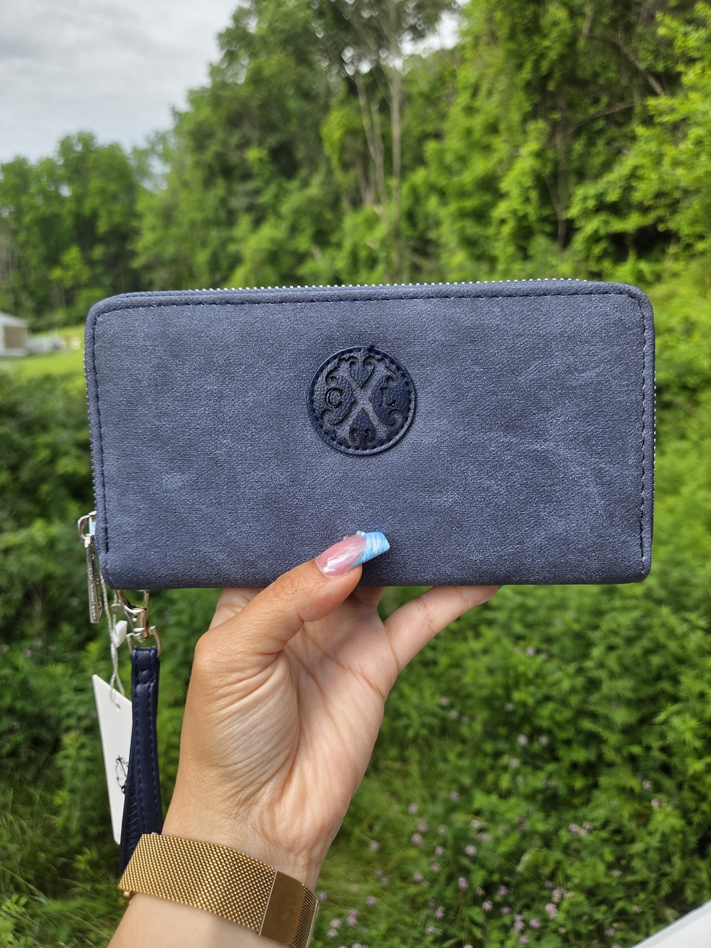 CXL by Christian Lacroix Ames Denim Double Zip Wallet - Indigo Denim - NWT